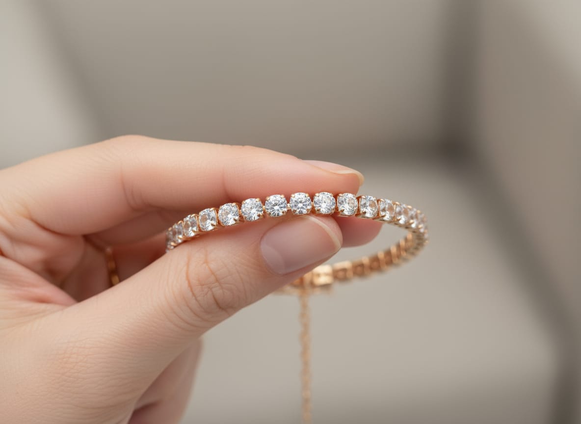 Bracelete Aurora – Joalharia Feminina com Zircónias Cúbicas e Design Elegante em Cobre Premium
