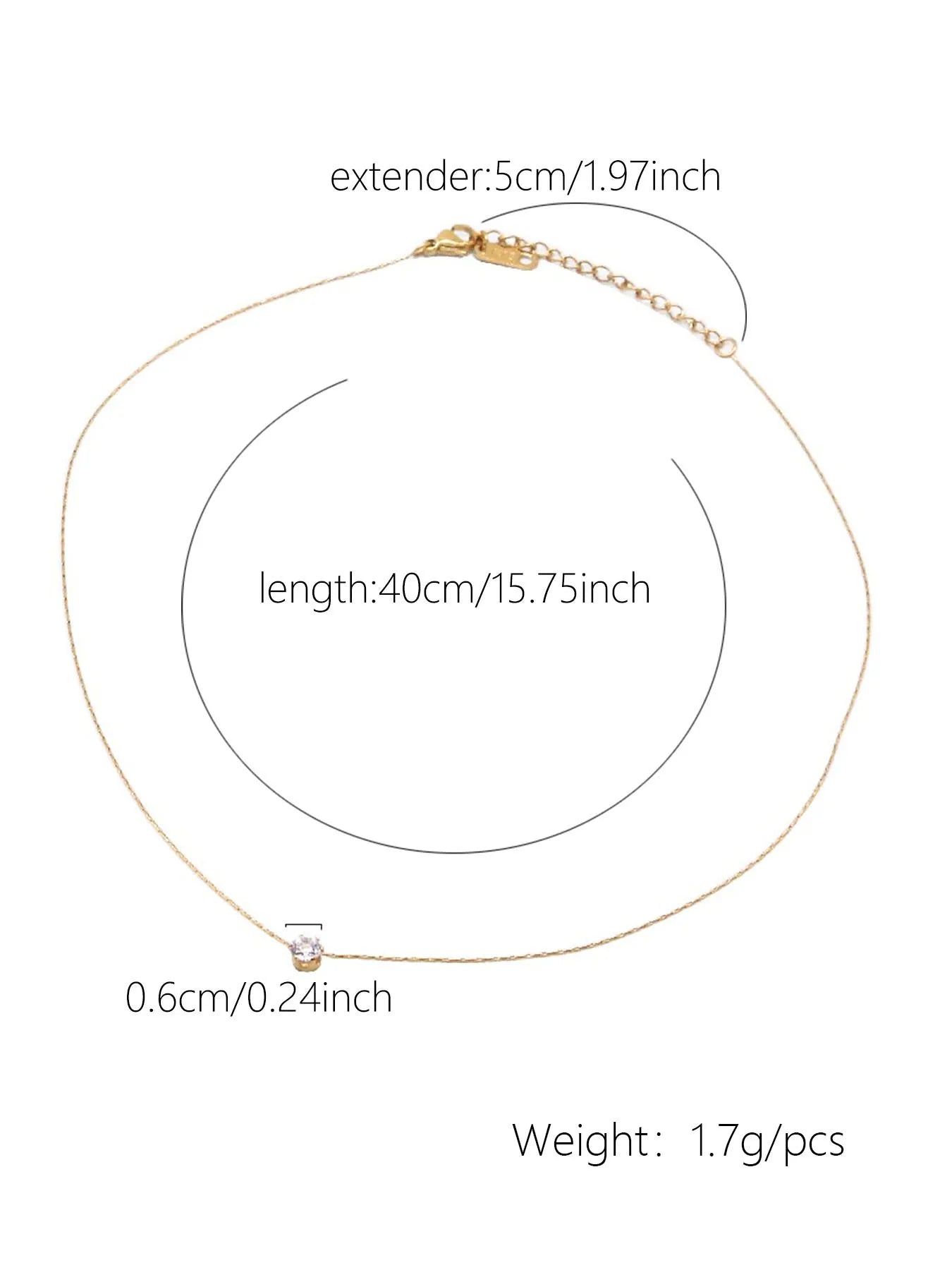 Colar Minimalista com Zircónia – Design Delicado e Moderno em Aço Inoxidável Antialérgico