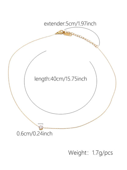 Colar Minimalista com Zircónia – Design Delicado e Moderno em Aço Inoxidável Antialérgico