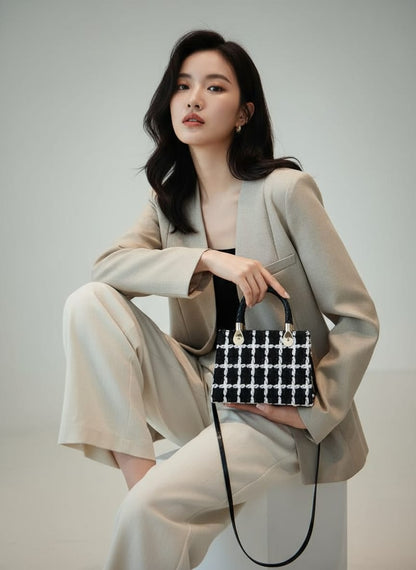 Mala Messenger Xadrez de Luxo – Sofisticada, Compacta e Versátil para Todas as Ocasiões